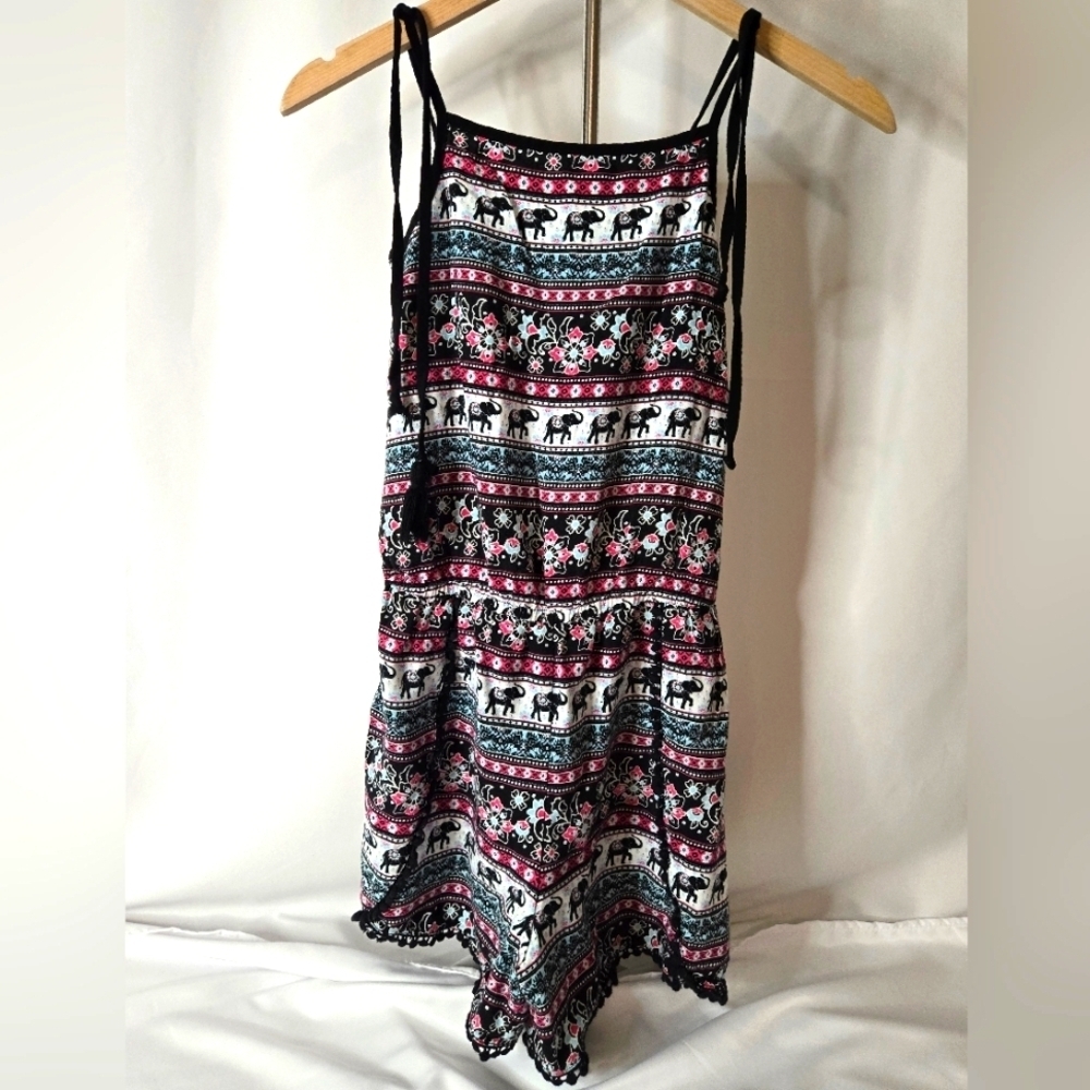 Justice Girls Elephant Print Romper Size 16 – Boho Summer Outfit